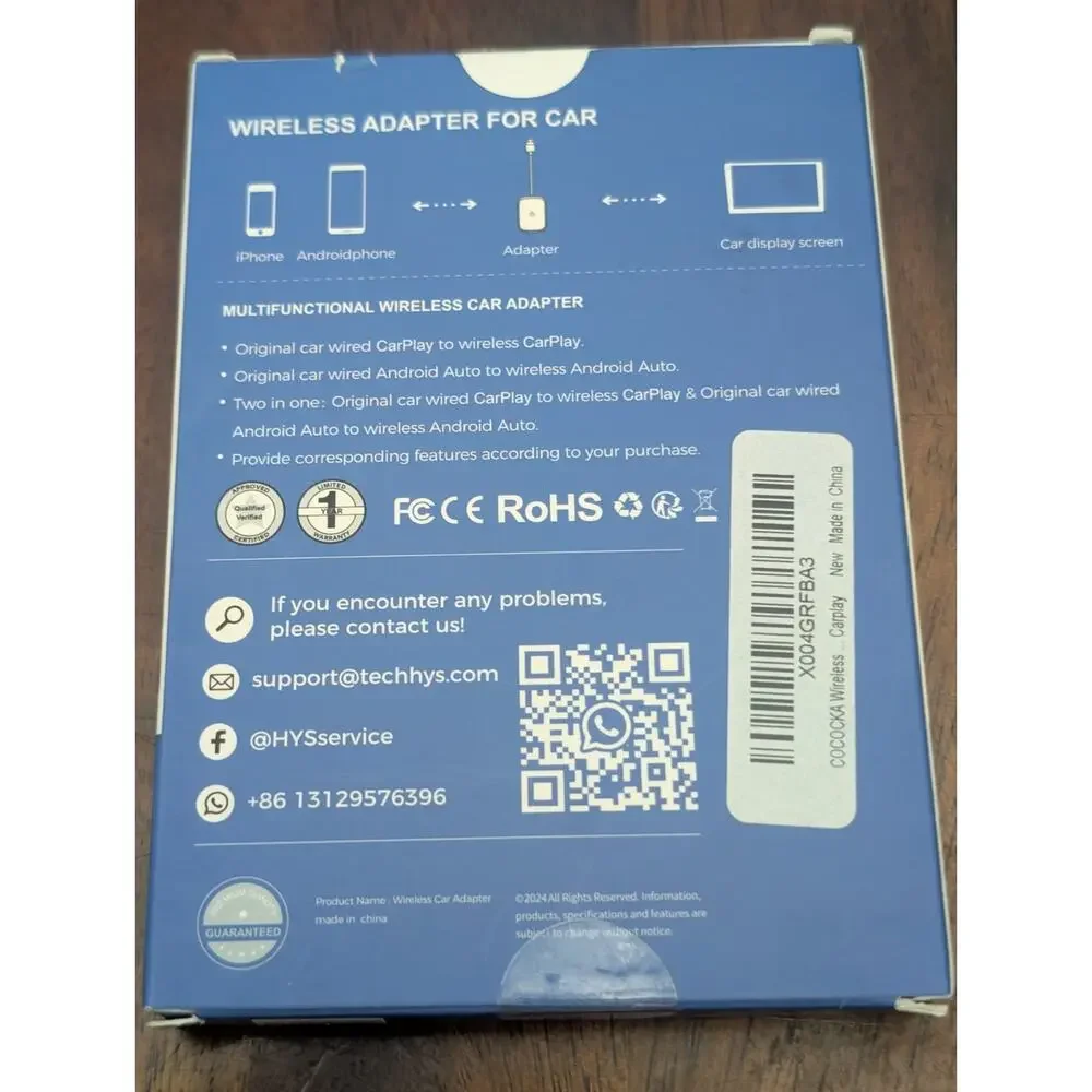 COCOCKA Wireless CarPlay Android Auto Adapter Wired to Wireless Car Dongle USB